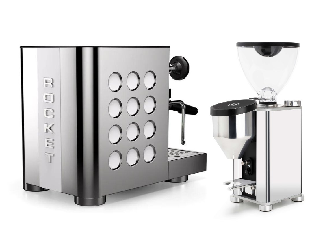Rocket Espresso Appartamento TCA - New Steel/White + Giannino Grinder package offer