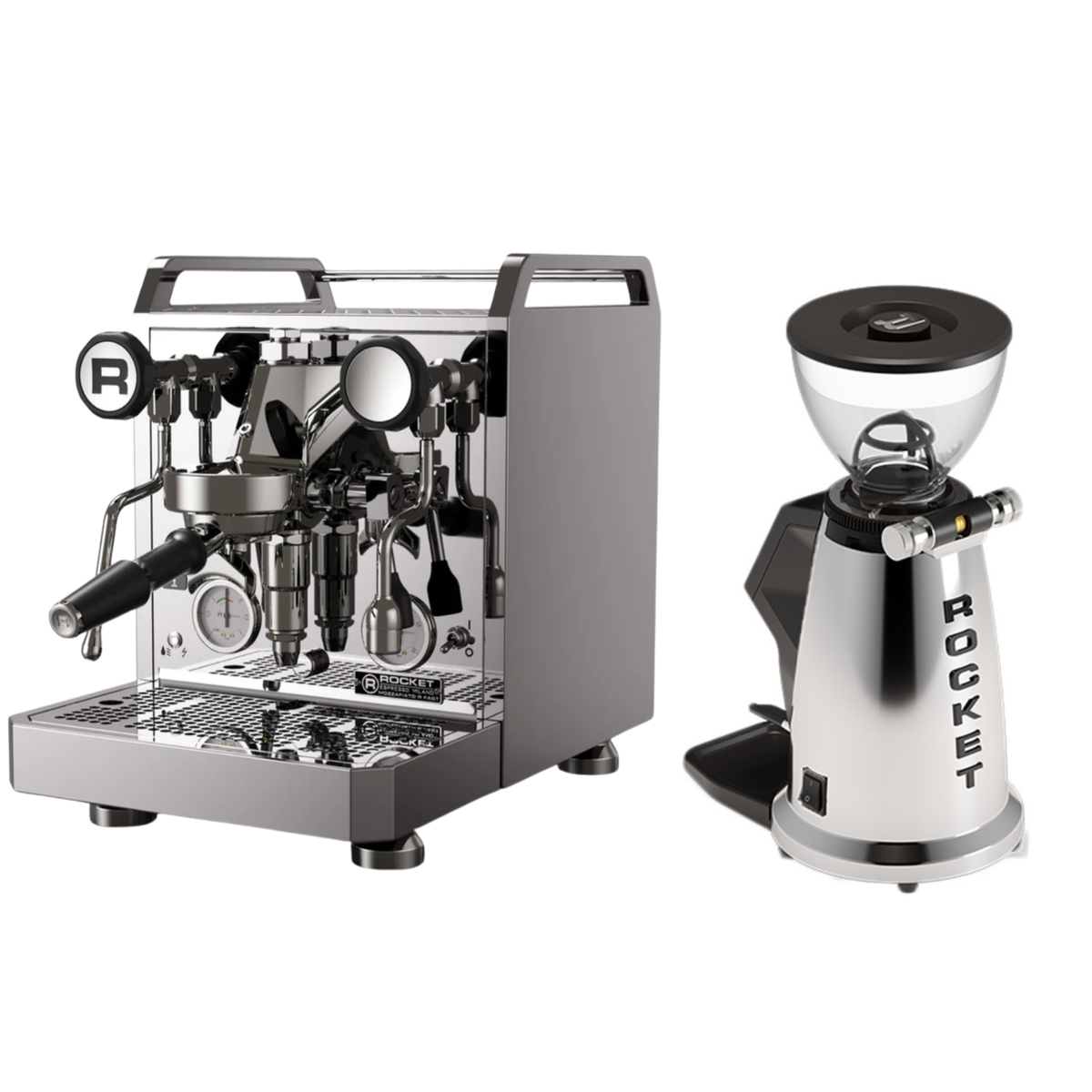 Rocket Espresso Mozzafiato R FAST Chrome + Spluga Grinder package