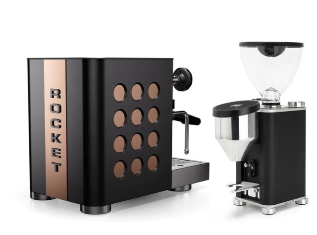 Rocket Espresso Appartamento TCA - New Black/Copper + Giannino Grinder Black package offer
